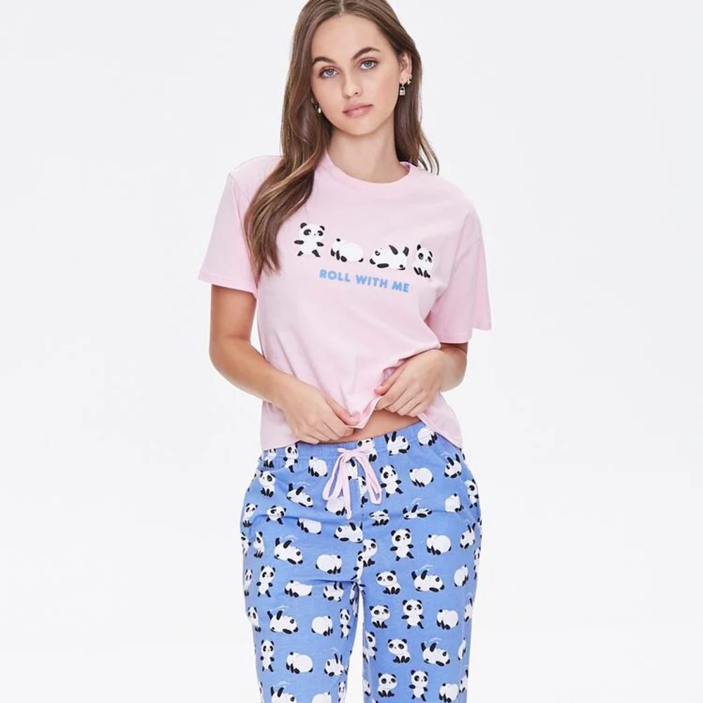 Forever 21 Women’s Pink Panda Pajama T-Shirt